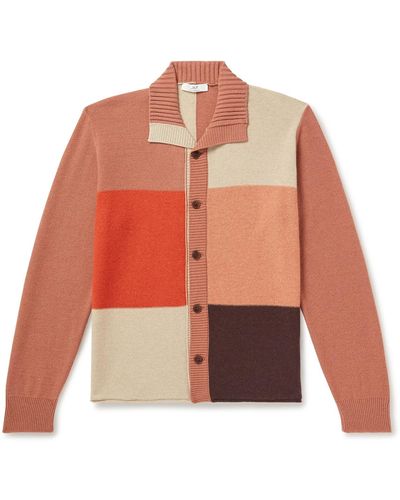 MR P. Colour-block Cashmere And Virgin Wool-blend Shirt - Orange