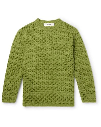 Séfr Aki Open-knit Cashmere Sweater - Green