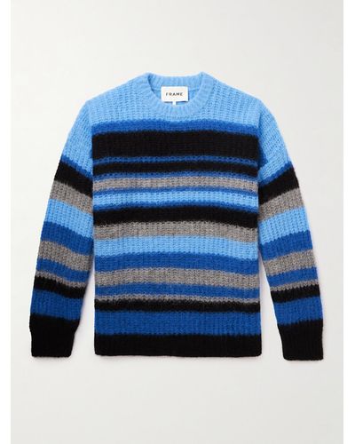 FRAME Striped Alpaca-blend Sweater - Blue