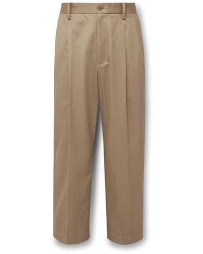 Wacko Maria Straight-leg Pleated Cotton-twill Pants - Natural