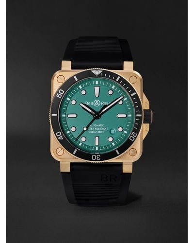 Bell & Ross Br 03-92 Diver Limited Edition Automatic 42mm Bronze And Rubber Watch - Black