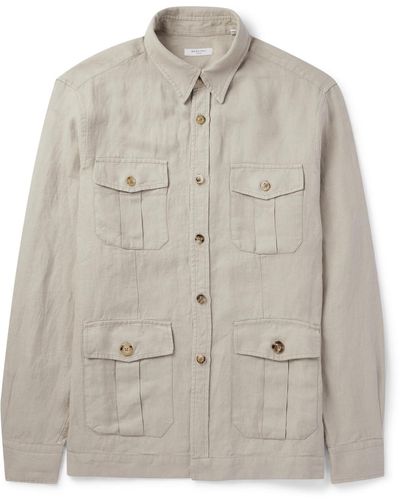 Boglioli Herringbone Linen Overshirt - Natural