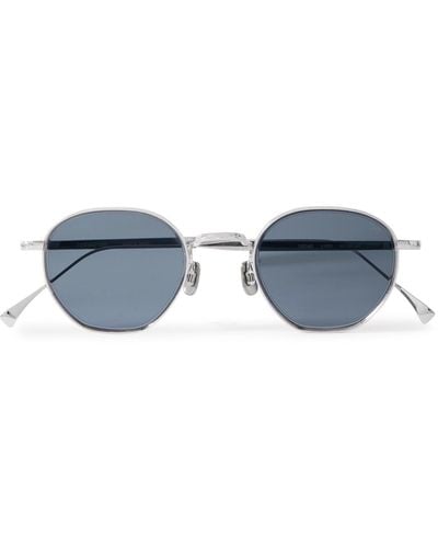 Eyevan 7285 Round-frame Titanium Sunglasses - Blue