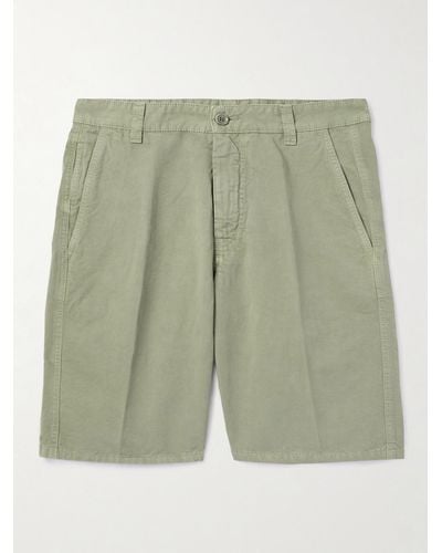 Aspesi Straight-leg Cotton And Linen-blend Bermuda Shorts - Green