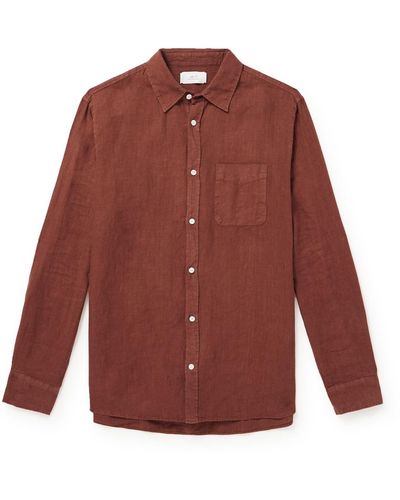MR P. Garment-dyed Linen Shirt - Red