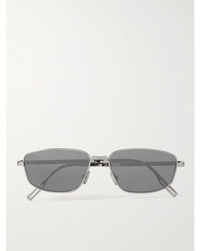 Dior Dior90 S1U Sonnenbrille mit rechteckigem Rahmen und silberfarbenen Details - Grau