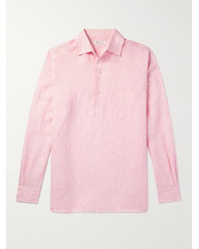 Loro Piana Camicia in lino a righe André - Rosa