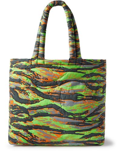 ERL Medium Padded Camouflage-print Cotton Messenger Bag - Green