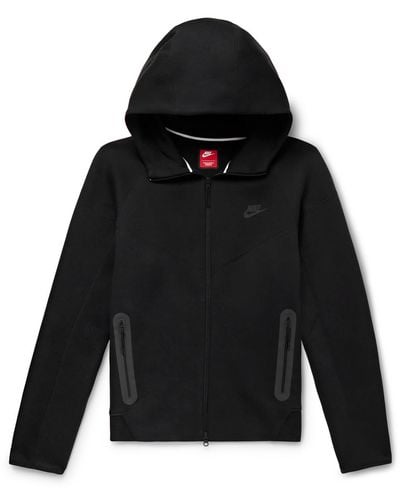 Nike Logo-print Cotton-blend Tech Fleece Zip-up Hoodie - Black