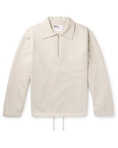 Margaret Howell Mhl Loopback Cotton-jersey Half-zip Sweatshirt - Natural