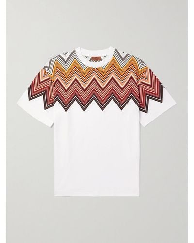 Missoni T-shirt oversize in jersey di cotone stampato con logo applicato - Bianco