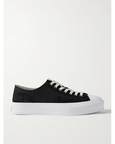 Givenchy City Logo-debossed Leather And Suede-trimmed Canvas Trainers - Black