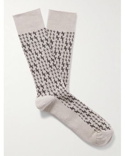 MR P. Socken aus Jacquard-Strick aus einer Baumwollmischung - Weiß