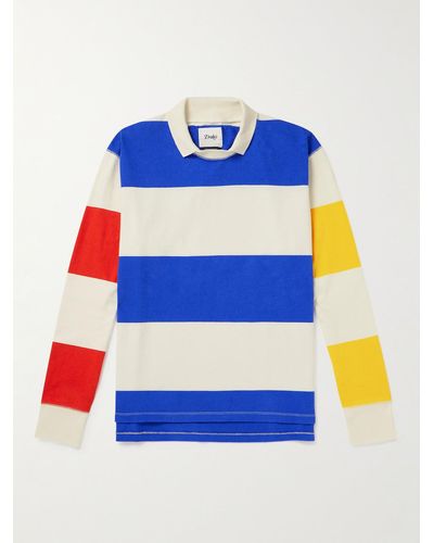 Drake's Colour-block Cotton-jersey Polo Shirt - Blue