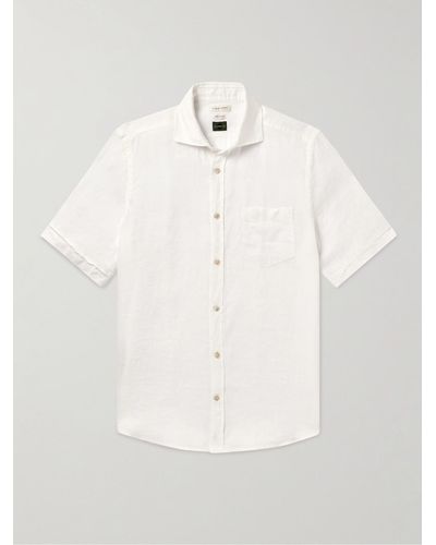 Incotex Cutaway-collar Linen Shirt - Natural