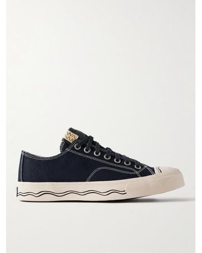 Visvim Seeger Leather And Rubber-trimmed Canvas Trainers - Blue
