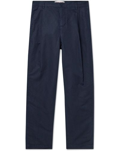 Orlebar Brown Dunmore Tapered Linen And Cotton-blend Pants - Blue