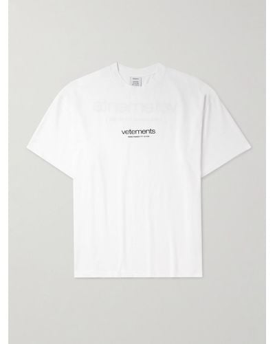 Vetements T-Shirt aus Baumwoll-Jersey mit Logoapplikation - Weiß