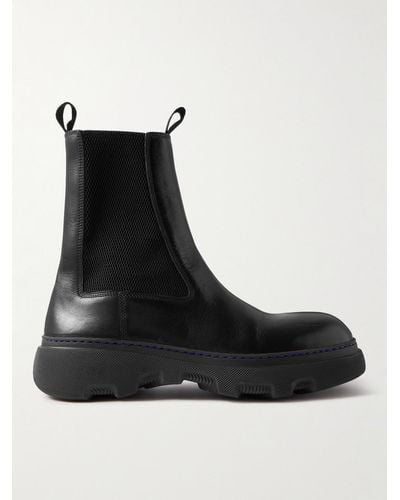Burberry Leather Chelsea Boots - Black