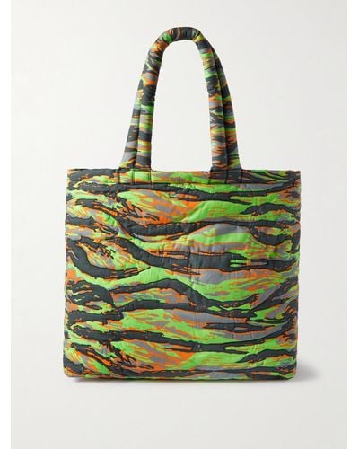 ERL Medium Padded Camouflage-print Cotton Messenger Bag - Green