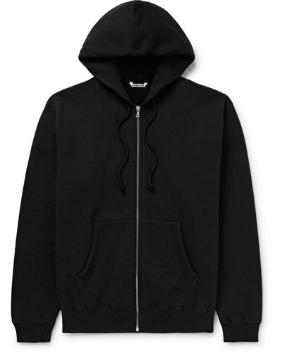 AURALEE Cotton-jersey Zip-up Hoodie - Black