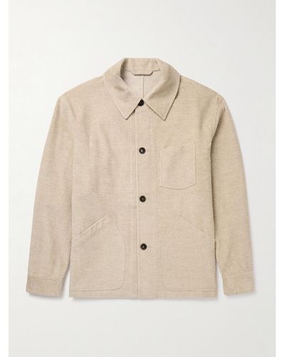 De Bonne Facture Maquignon Hemdjacke aus Cord aus einer Baumwoll-Leinenmischung - Natur