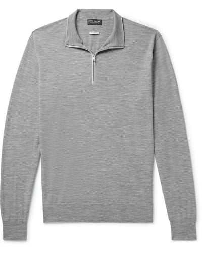 Peter Millar Excursionist Flex Wool-blend Half-zip Sweater - Gray