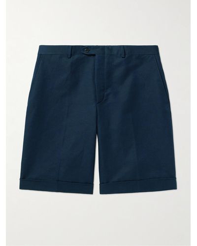 Brioni Lerici Straight-leg Linen And Cotton-blend Shorts - Blue