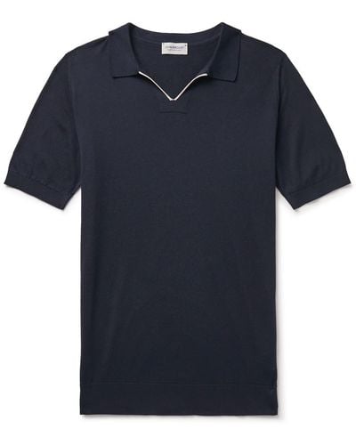 John Smedley Sea Island Cotton Polo Shirt - Blue
