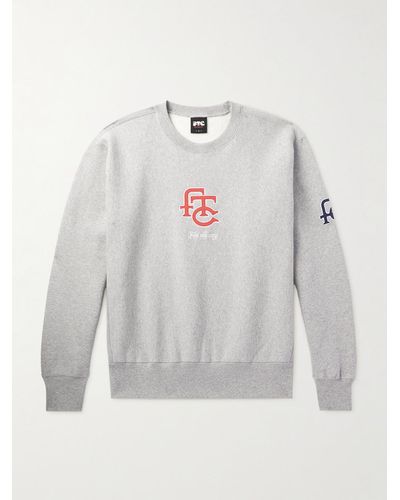 Pop Trading Co. Ftc Skateboarding Logo-appliquéd Embroidered Cotton-jersey Sweatshirt - Grey
