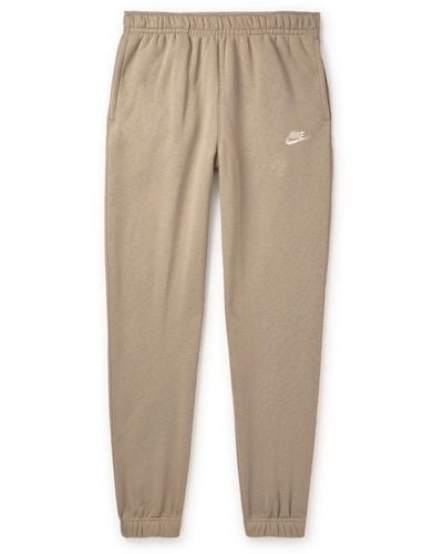 Nike Nsw Logo-embroidered Tapered Cotton-blend Jersey Sweatpants - Natural