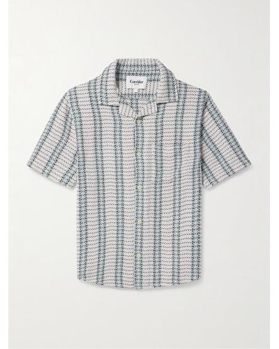 Corridor NYC Riverside Camp-collar Striped Cotton-jacquard Shirt - Natural