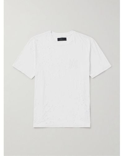 Amiri Shotgun T-Shirt aus Baumwoll-Jersey mit Logoprint in Distressed-Optik - Weiß