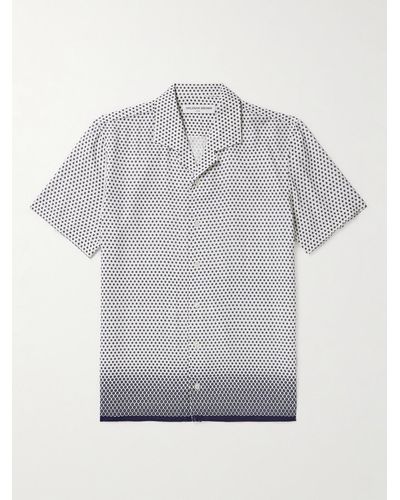 Orlebar Brown Hibbert Hemd aus bedrucktem Voile mit Reverskragen - Grau