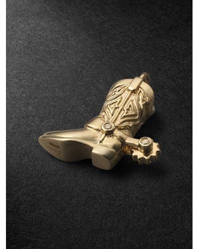 Annoushka Pendente per orecchino singolo in oro 18 carati con diamanti Texas Cowboy Boot - Nero