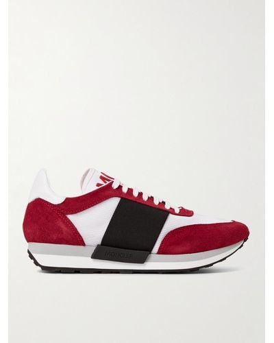Moncler Horace Suede And Mesh Trainers - Red