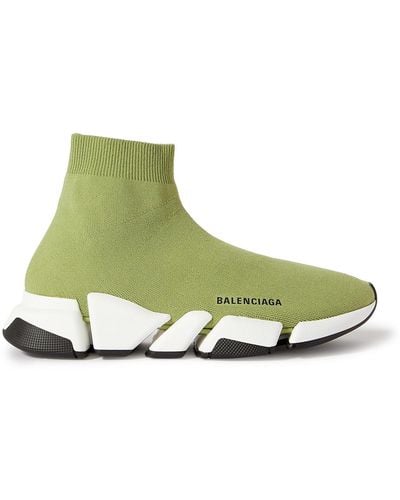 Balenciaga Speed 2.0 Logo-print Stretch-knit Slip-on Sneakers - Green