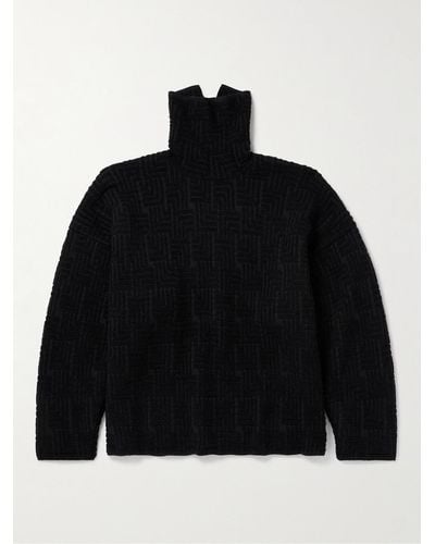 Fear Of God Oversized Jacquard-knit Virgin Wool-blend Rollneck Jumper - Black