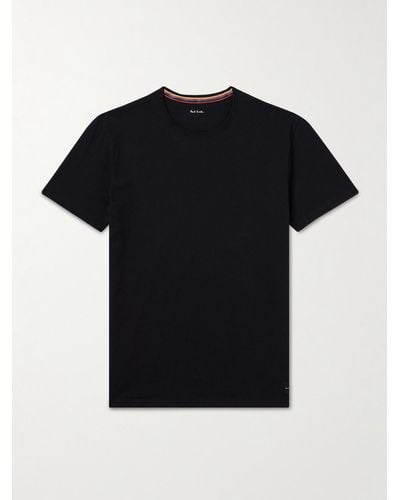 Paul Smith T-shirt da pigiama in jersey di cotone con logo applicato - Nero