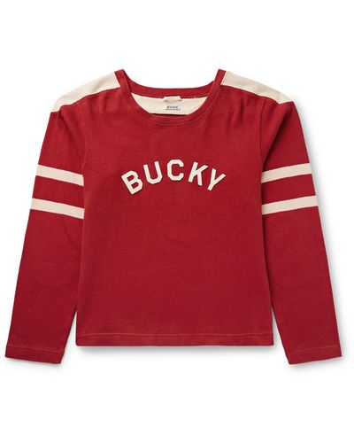 Bode Appliquéd Striped Cotton-jersey Sweatshirt - Red