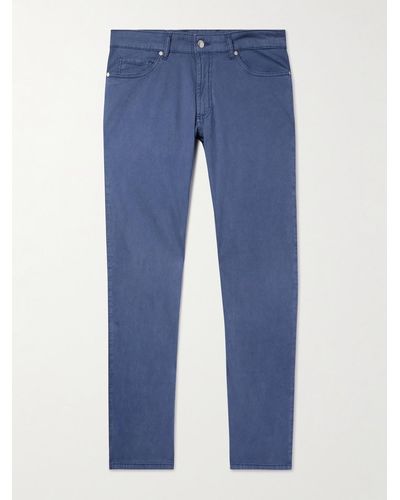 Peter Millar Wayfare Slim-fit Stretch-tm And Cotton-blend Twill Trousers - Blue