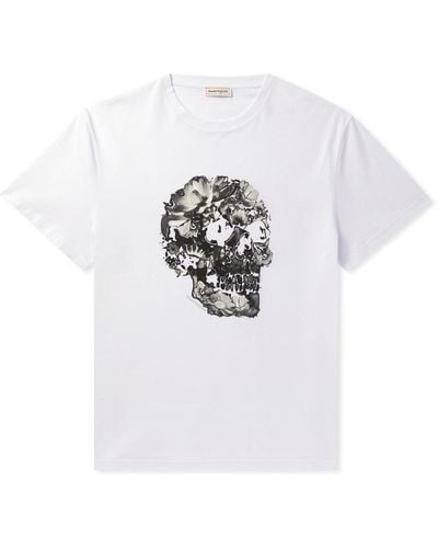 Alexander McQueen Printed Cotton-jersey T-shirt - White