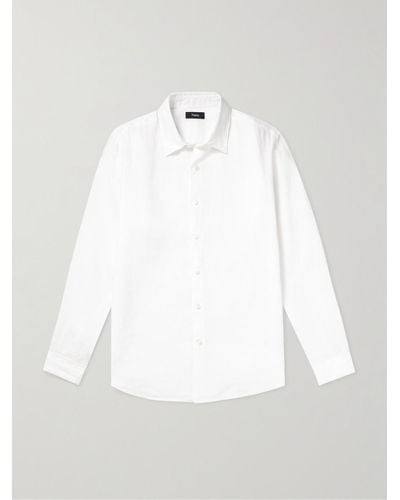 Theory Camicia in lino Irving - Bianco