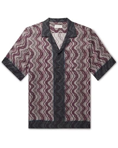Dries Van Noten Camp-collar Printed Crepe De Chine Shirt - Purple