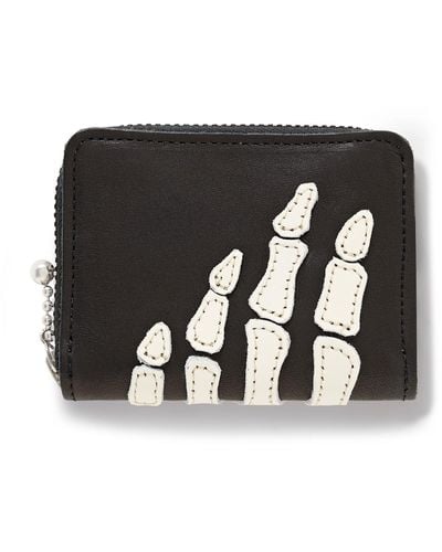 Kapital Thumbs-up Mini Appliquéd Leather Zip-around Wallet - Black