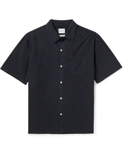 Norse Projects Carsten Convertible-collar Cotton And Tm Lyocell-blend Shirt - Black