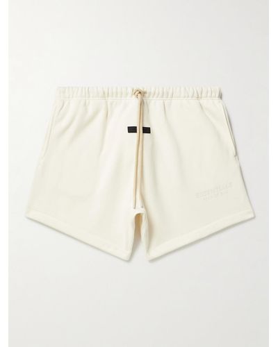 Fear Of God Logo-appliquéd Cotton-blend Jersey Drawstring Shorts - Natural