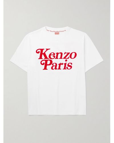 KENZO VERDY T-shirt in jersey di cotone con logo floccato James - Bianco