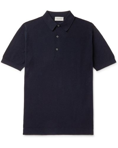 John Smedley Roth Slim-fit Sea Island Cotton-piqué Polo Shirt - Blue