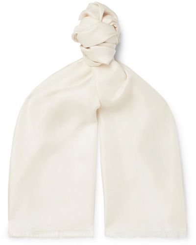 Favourbrook Fringed Silk Scarf - White